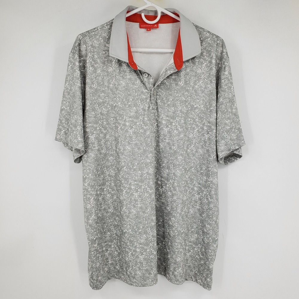 Redvanly Men's Grey and White Short Sleeve Performance Golf Polo Shirt Size XL